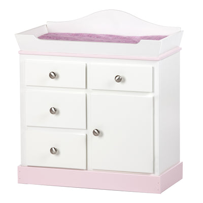 Wooden Changing Table for Dolls - White and Pink