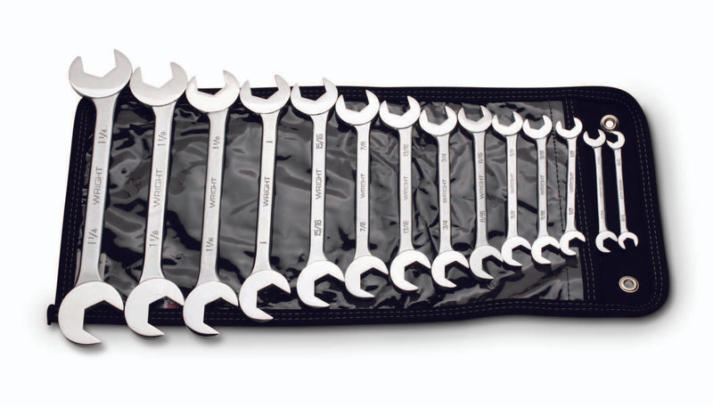 Open End Wrench 14 Piece Set - Double Angle 15° & 60° 3/8" - 1-1/4"