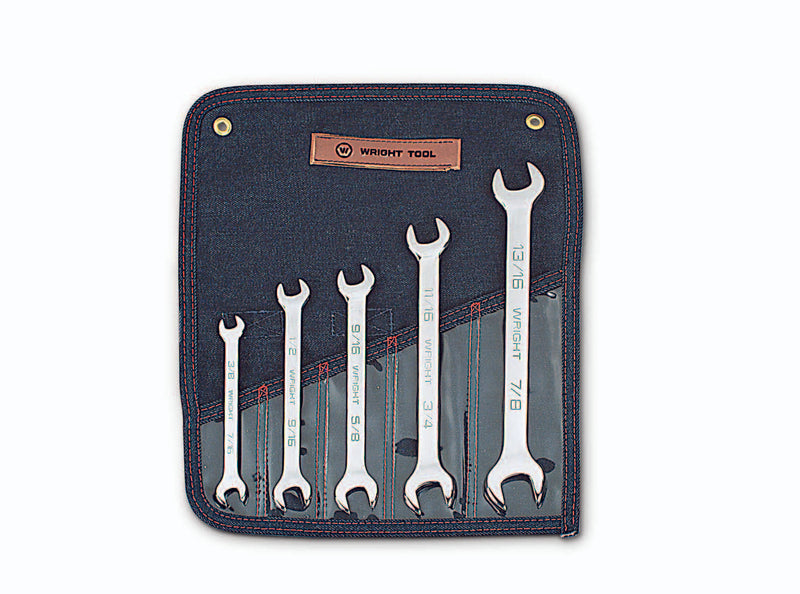 Open End Wrench 5 Piece Set - Full Polish 3/8" - 7/8"