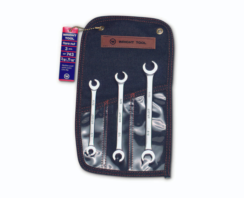 Flare Nut Wrench 3 Piece Set - 6 Point Satin 3/8" - 11/16"