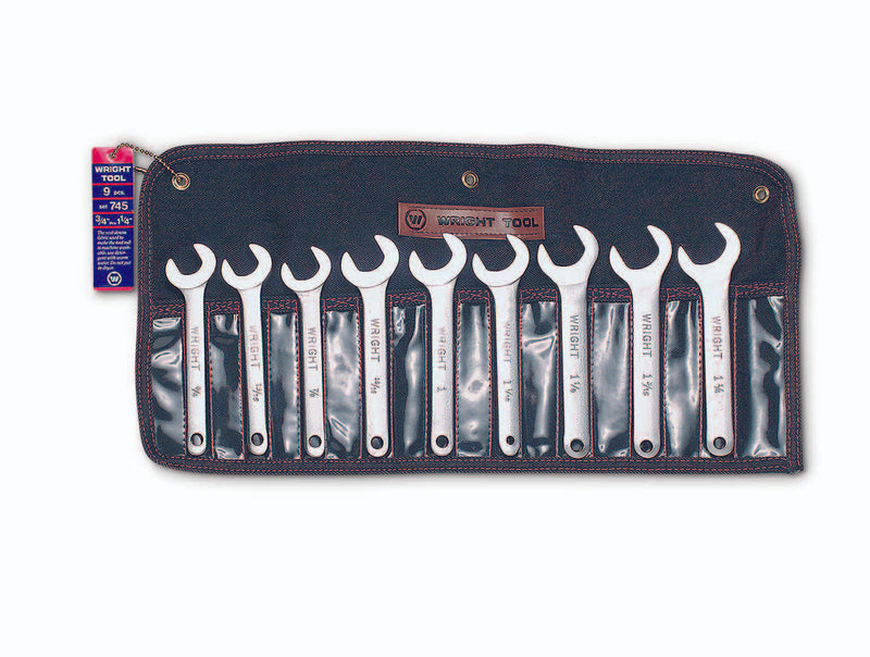 Service Wrench 9 Piece Set - 30 Degrees Satin 3/4" - 1-1/4"