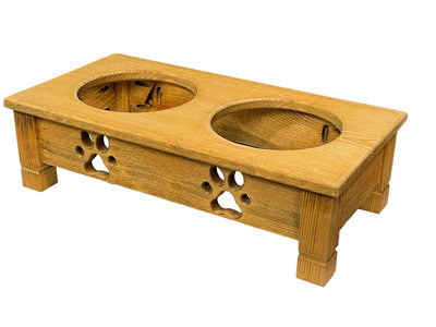 Angle view of Wooden Dog Feeders - Two Quart Table