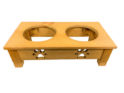 Wooden Dog Feeders - Two Quart Table with Paw Print Design