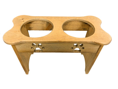 Tall Double Wooden Dog Feeders Holds Two Quarts