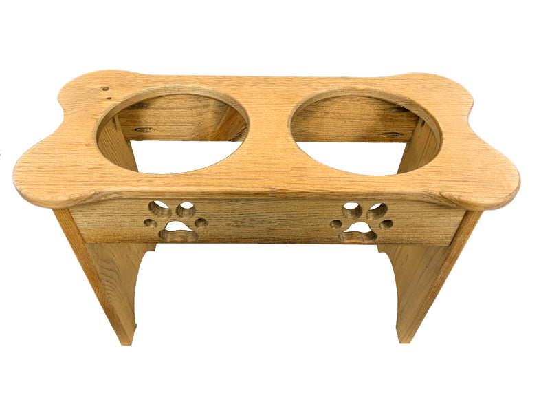 Tall Double Wooden Dog Feeders Holds Two Quarts
