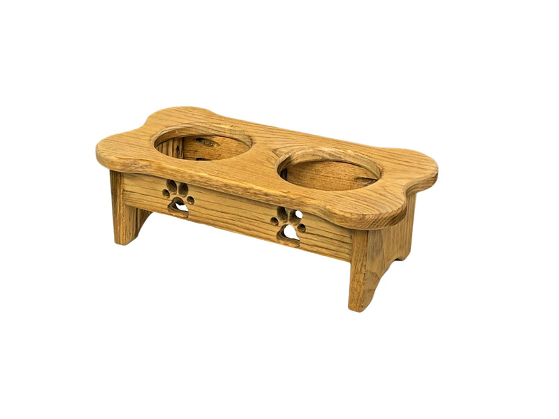 Angle view of Wooden Dog Feeders - Two Pints