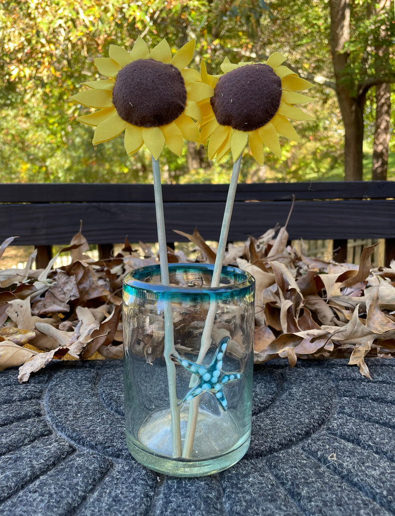 Add fall color to a potted plant, pencil cup, or jar of candy with this Handmade Sunflower on a stick.