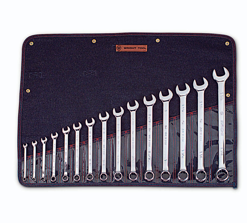 Combination Wrench WRIGHTGRIP® 2.0 15 Piece Set  - 12 Point Full Polish 5/16" - 1-1/4"