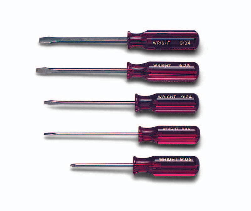Phillips & Slotted Screwdriver 5 Piece Set Large Ergonomic Handle w/Pouch - 