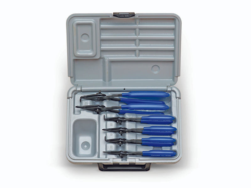 6 Piece Retaining Ring Plier - Fixed Tip Set in plastic box - 0.038", 0.47" and 0.070" tip diameters