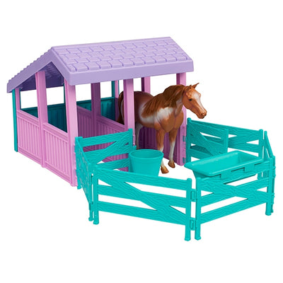  5-section adjustable corral and horse stable play set