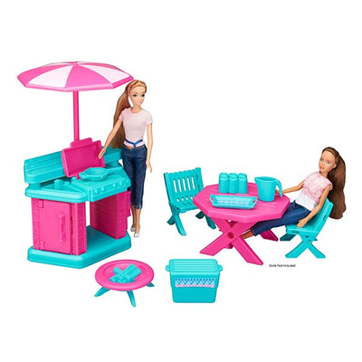 12 Piece Fashion Doll Patio and Grill Play Set.  Add your dolls for the cookout.