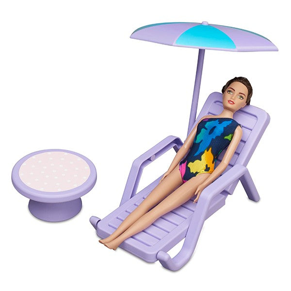 Each set also comes with two lounge chairs, an umbrella, and a side table