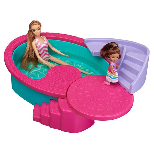 Small and larger dolls can relax in the pool