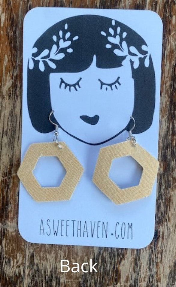 The back side of the Hexagon Faux Leather Fashion Earrings