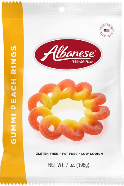 7.0oz. bag of Albanese Gummi Peach Rings for Harvest Array