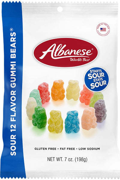 7oz. bag of Sour Albanese Gummi Bears 12 flavors for Harvest Array