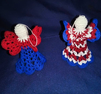Red white and blue Handmade Crocheted Angels