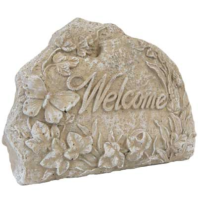 Concrete Welcome Stone in Desert Sand