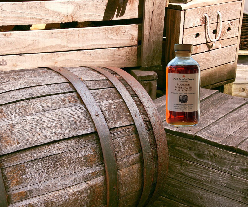 A Bourbon Barrel like that in which our Bourbon Barrel-Aged Maple Syrup is aged in.