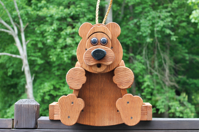 Bear Shaped Amish Made Bird Feeders from Harvest Array