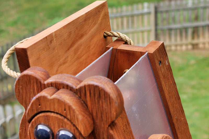Top view of the bear Amish Made Bird Feeders
