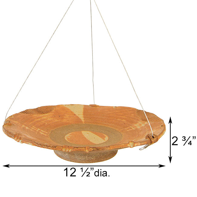 Dimensions of the Butternut Medium Sized Hanging Ceramic Bird Baths