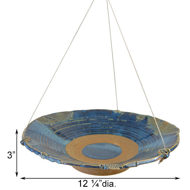 Dimensions of the French Blue Medium Sized Hanging Ceramic Bird Baths