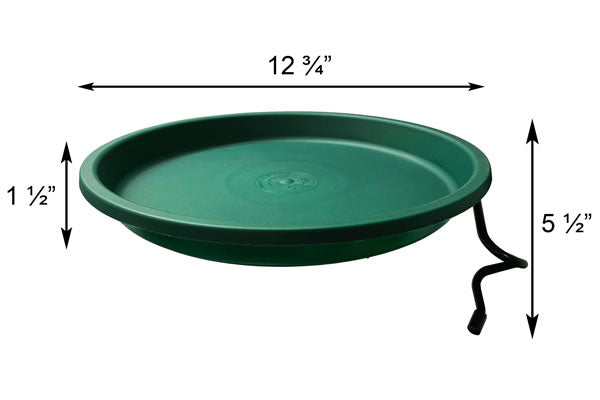 Dimensions for the Pole Mount Bird Bath - Green