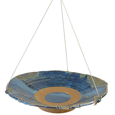 Hanging French Blue Medium Sized Hanging Ceramic Bird Baths