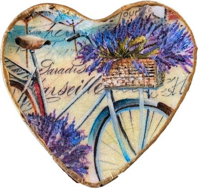 Front of Bicycle with Basket of Lavender Heart Dish for Harvest Array