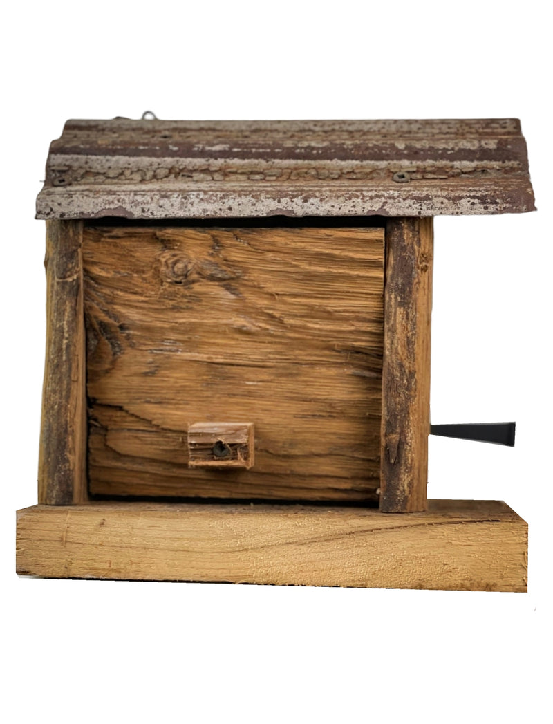 Side view of the Recycled Amish Barnwood Birdhouse
