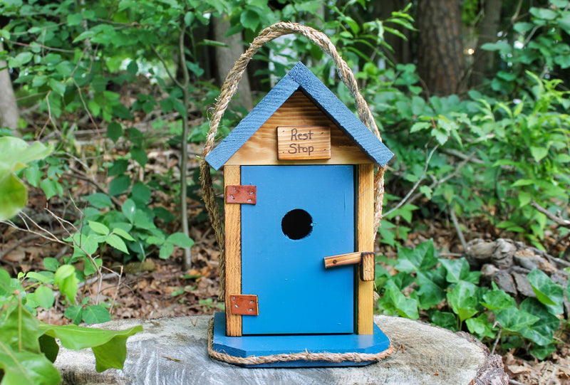 Blue Single Outhouse Birdhouse From Harvest Array