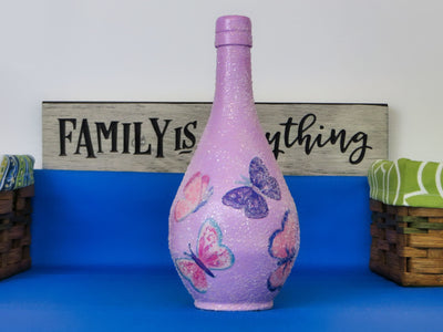 Purple Hand painted butterfly bottle from Harvest Array