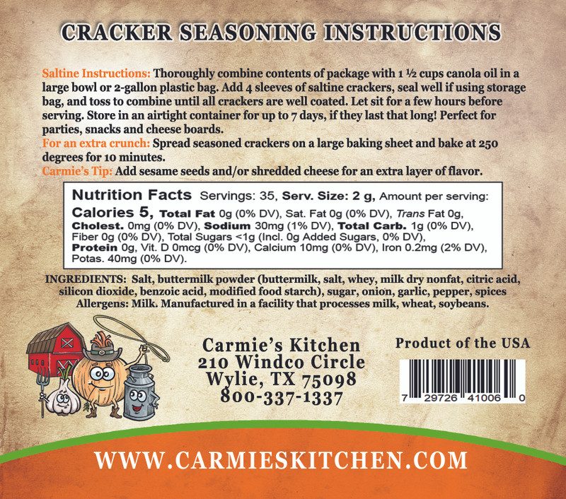 Buttermilk Ranch Cracker Seasoning Mix Package