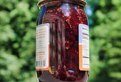 Close up of Byler's Relish House Homemade Style Jams Razzle Berry