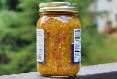 Close up of Byler's Relish House Sour Banana Pepper Relish 