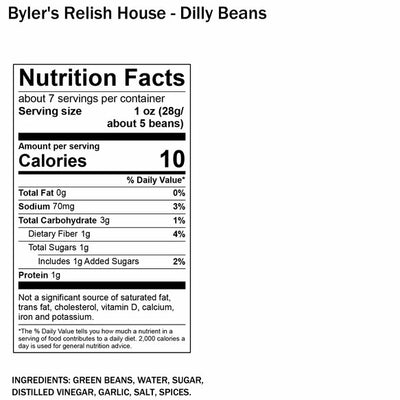 Byler's Relish House Dilly Beans Nutritional Facts