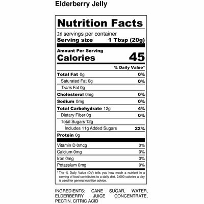 Byler's Relish House Amish Homemade Elderberry Jelly Nutritional Facts