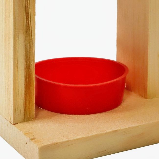 Close up of plastic bowl to put Jelly, Fruit, and mealworms to feed a variety of birds.