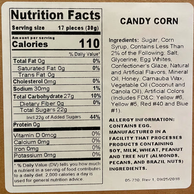 Candy Corn Nutritional Facts and Ingredients