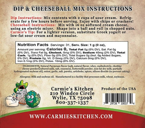 Artichoke Parmesan Dip Mix Packaging