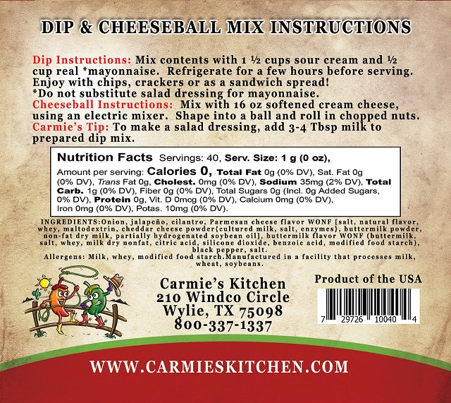 Jalapeno Ranch Dip and Cheeseball Mix Packaging