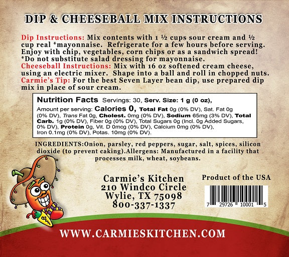 Manana Mexican Dip and Cheeseball Mix Packaging