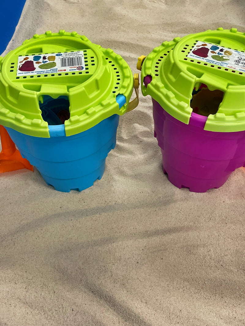 Castle Pail and 8 Piece Toy Set is great for a trip to the beach or in the sandbox in the back yard