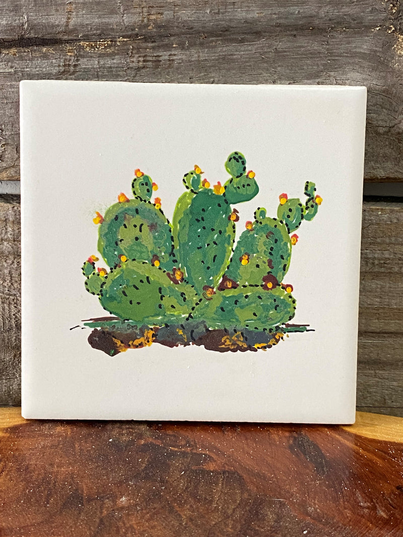 Hand Painted Cactus Tile