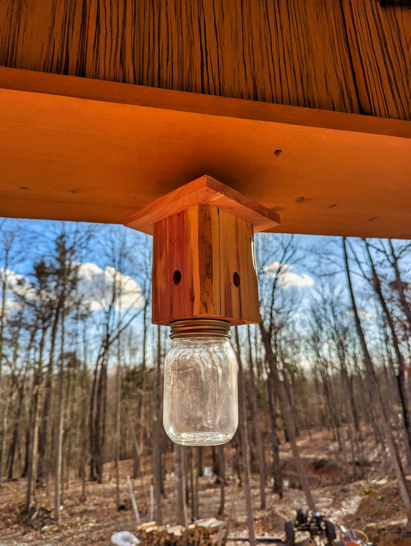 Cedar Carpenter Bee Trap with Mason Jar