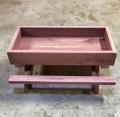 Handmade Cedar Chic-Nic Table Wooden Chicken Feeder