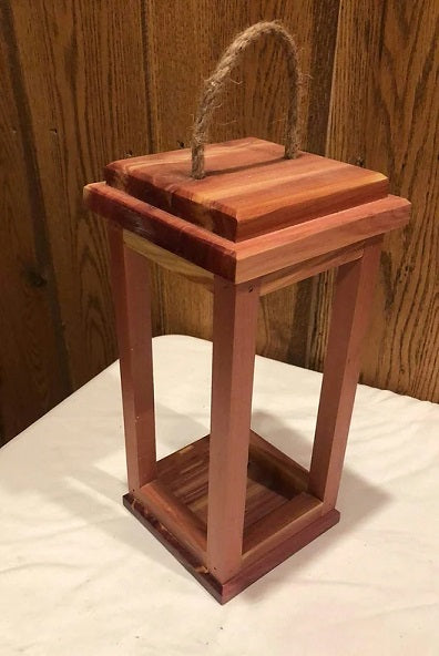 Beautifully handmade Medium Cedar Lantern 12" Tall.