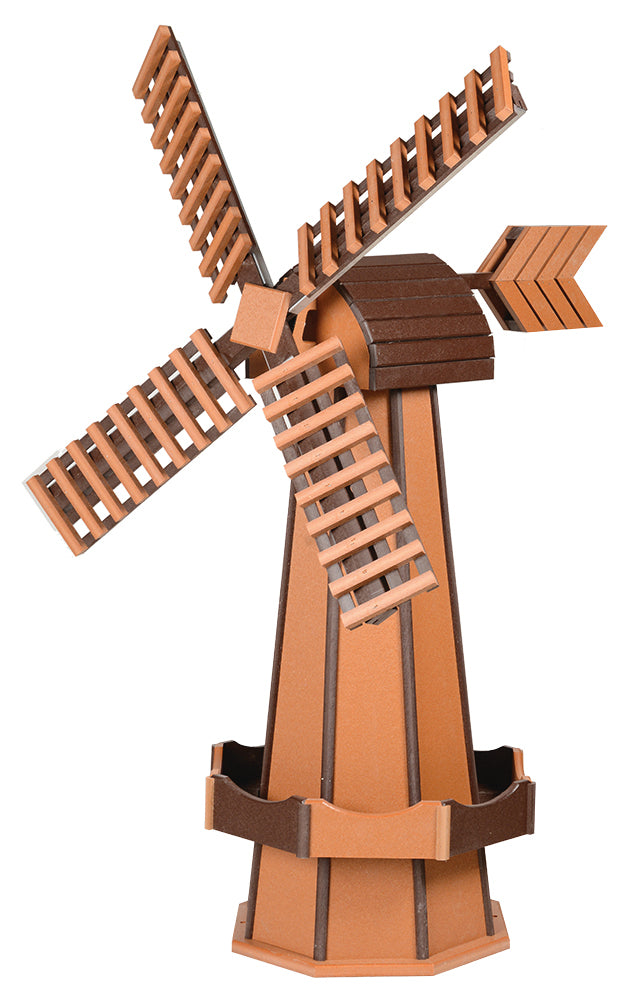 Cedar and Brown Large Windmill made of poly for year round outdoor use